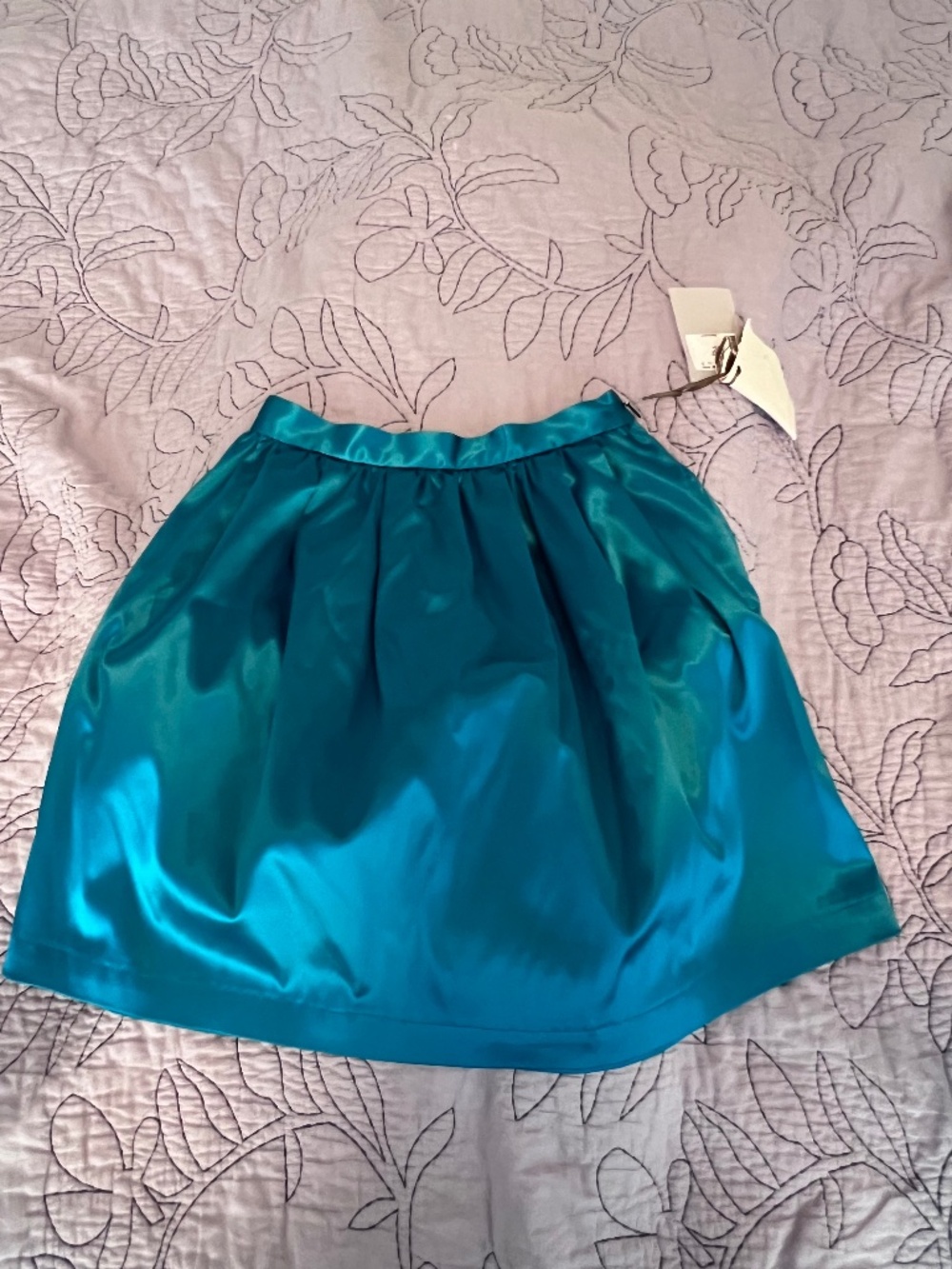 MSGM Teal Satin Pleated Mini Skirt NWT IT 38 US 2